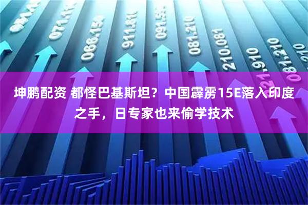 坤鹏配资 都怪巴基斯坦?中国霹雳15E落入印度之手,日专家也来偷学技术
